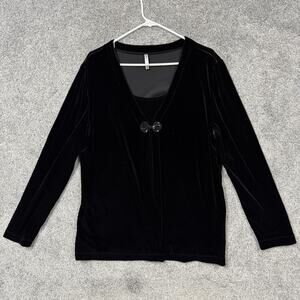 Black Velvet Blouse XL Old Hollywood Evening Glam Classic Dark Romantic Goth